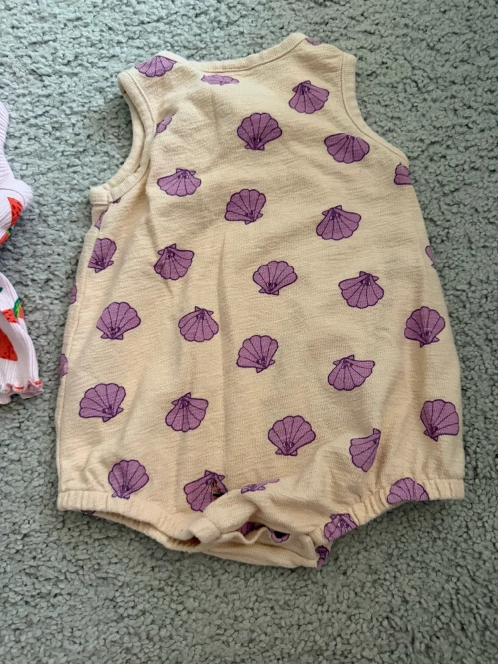 Cat & Jack 12M Summer Outfit Bundle Watermelon Set & Seashell Romper - Picture 4 of 5